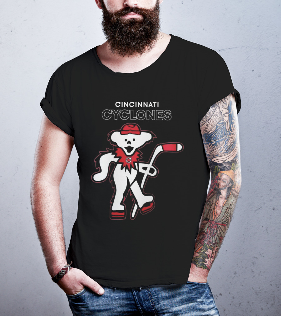 Cincinnati Cyclones Hockey With Grateful Dead Style Bear 2025 T-Shirt
