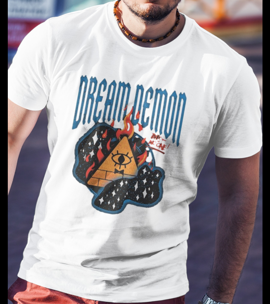 Dream Demon Trust No One Fiery Illuminati Eye Pyramid In Stars T-Shirt