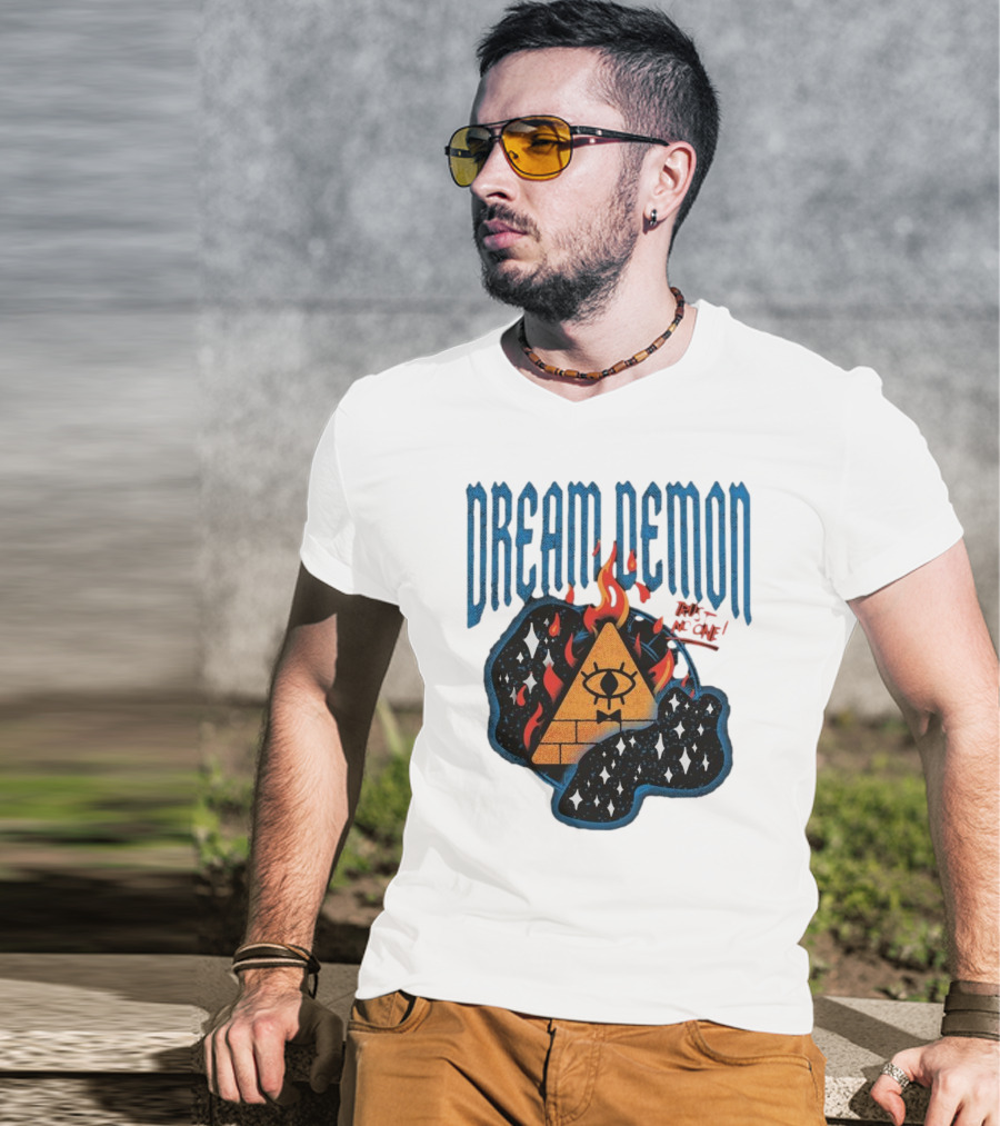Dream Demon Trust No One Fiery Illuminati Eye Pyramid In Stars T-Shirt