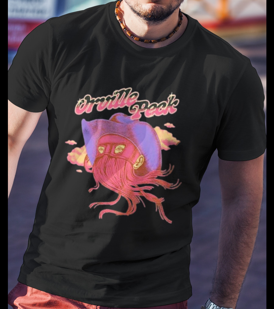 Orville Peck Merchbar Sunset Cowboy Mask Hat Clouds T-Shirt