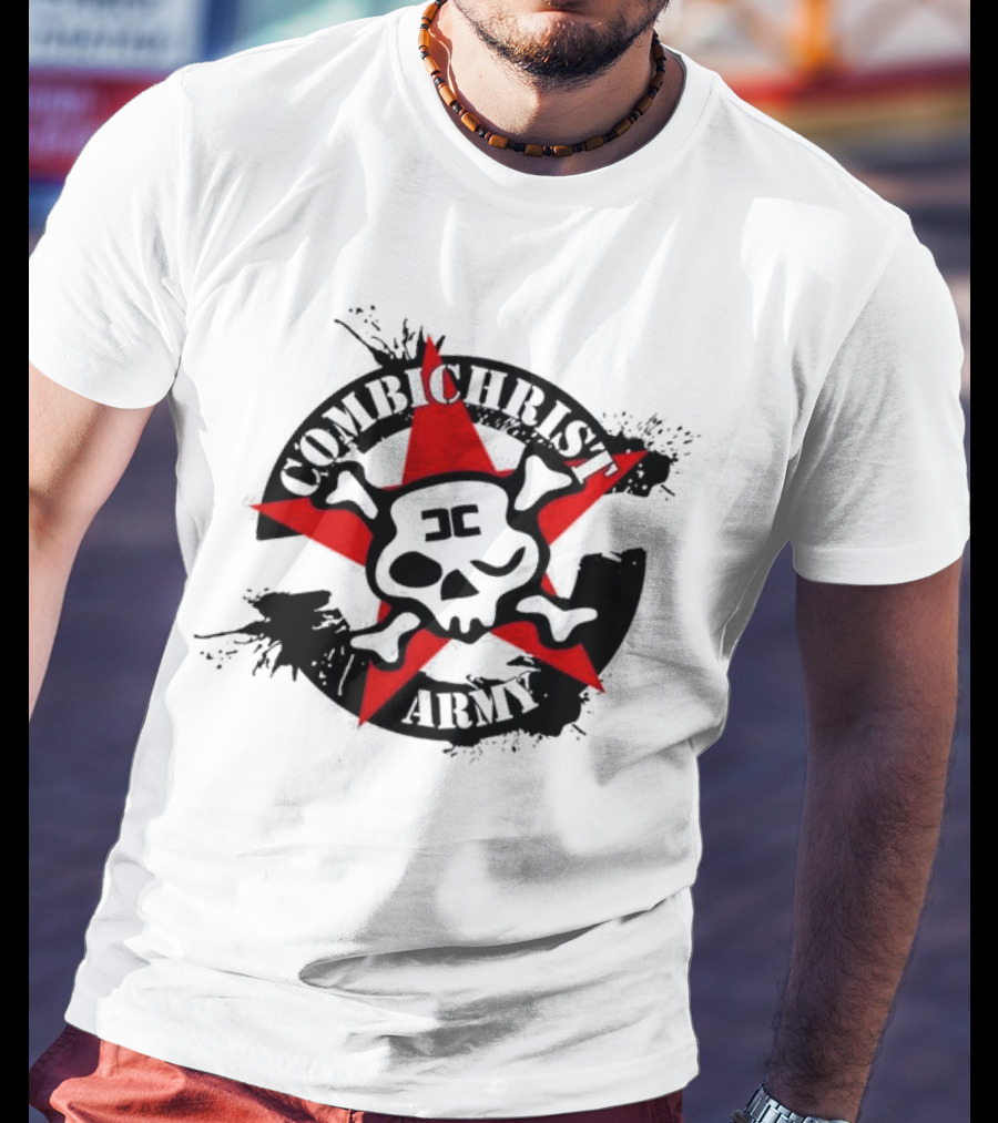 Combichrist Army Skull And Crossbones Red Star T-Shirt