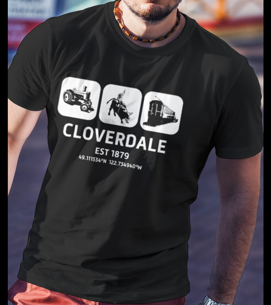 Cloverdale Est 1879 Tractor Rodeo Train Coordinates T-Shirt