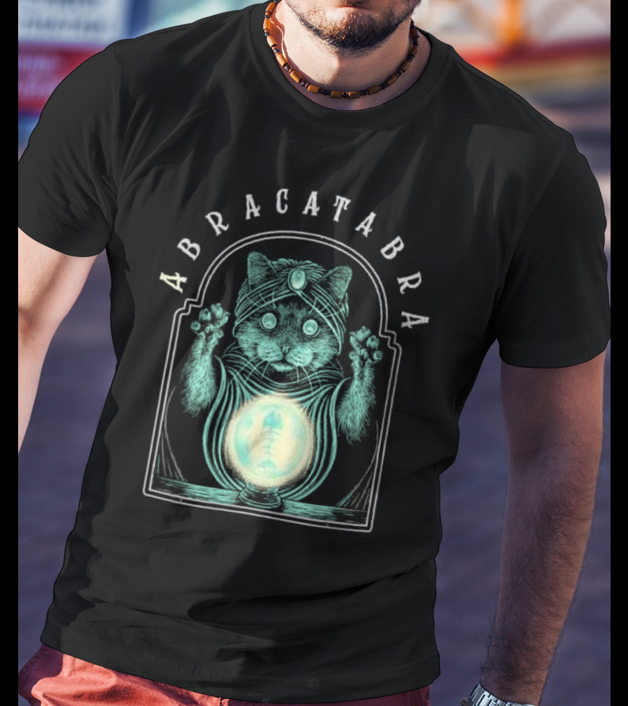 Abracatabra Mystical Cat Crystal Ball By Michelle Nolli T-Shirt