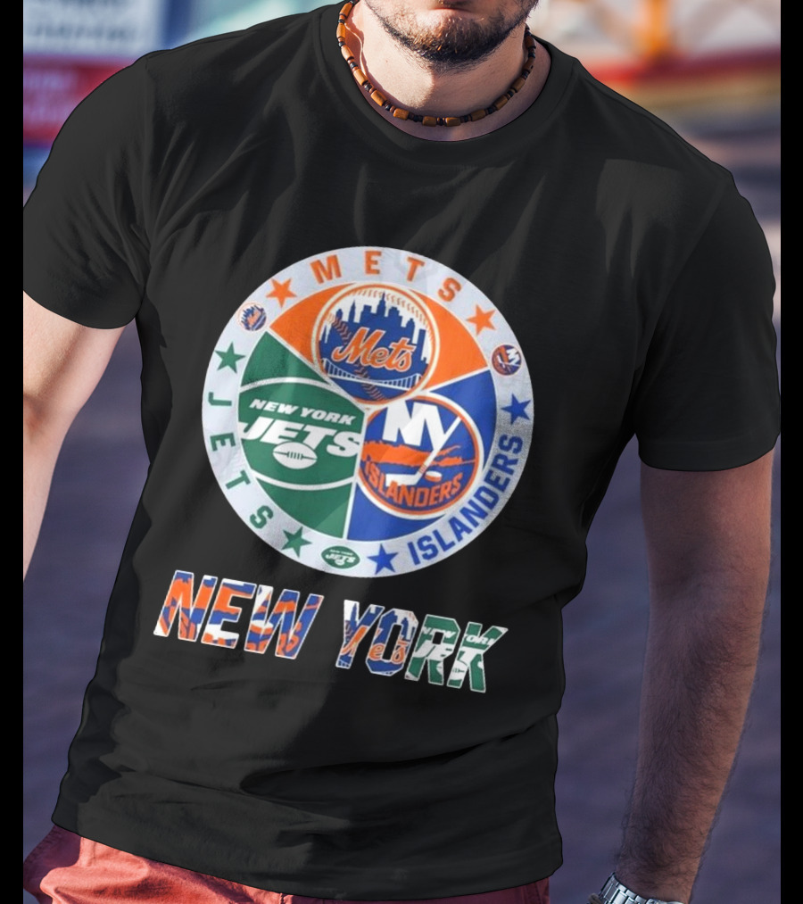 New York Mets Jets Islanders Circle Collaboration T-Shirt