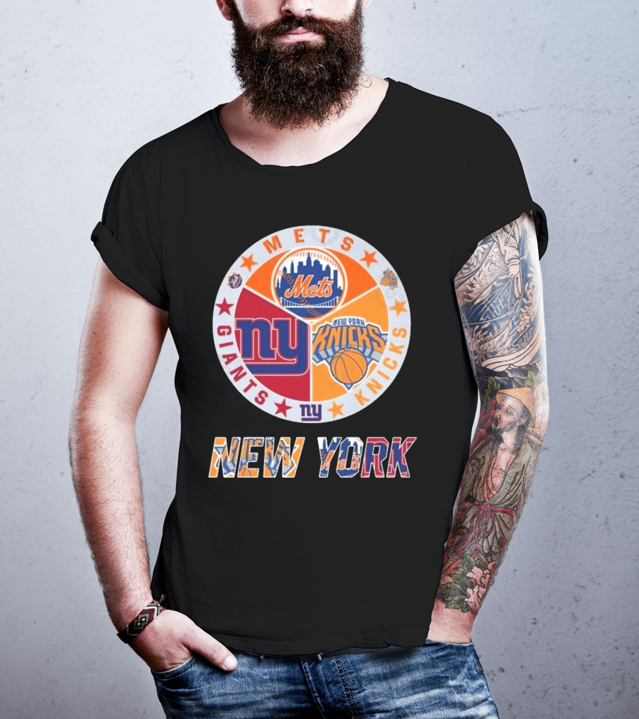 New York Mets Giants Knicks Circle Logo New York T-Shirt