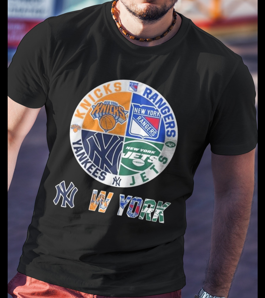 Knicks Rangers Yankees Jets New York Sports Circle T-Shirt