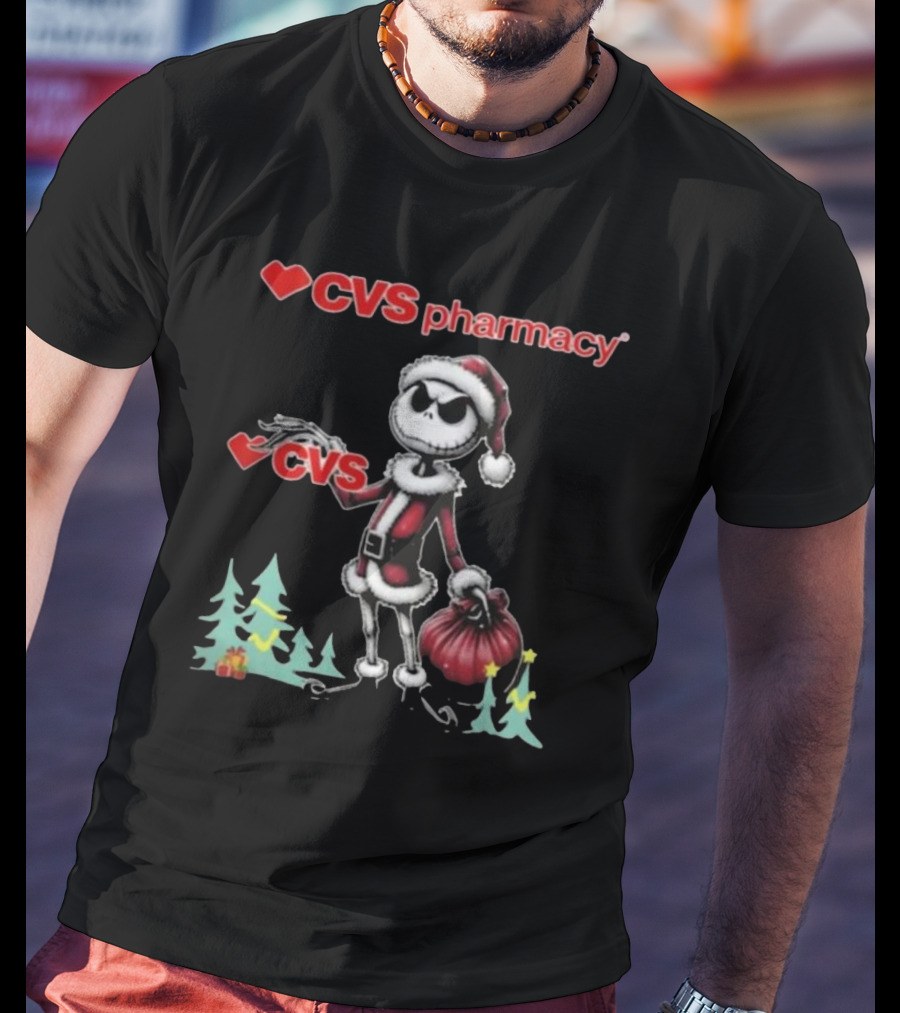 Santa Jack Skellington CVS Pharmacy Merry Christmas T-Shirt
