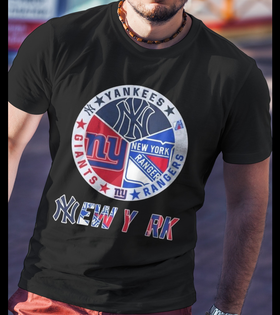 Yankees Giants Rangers Circle New York Collaboration T-Shirt