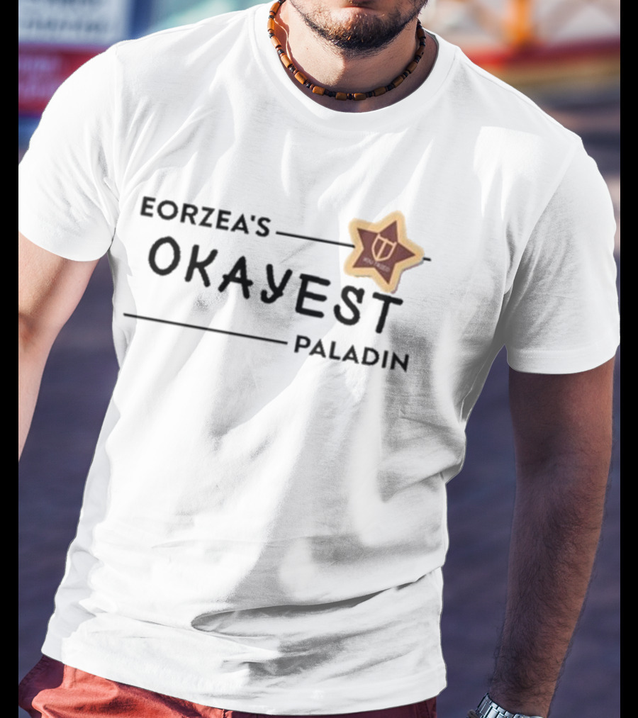 Eorzea's Okayest Paladin Shield Star Badge T-Shirt