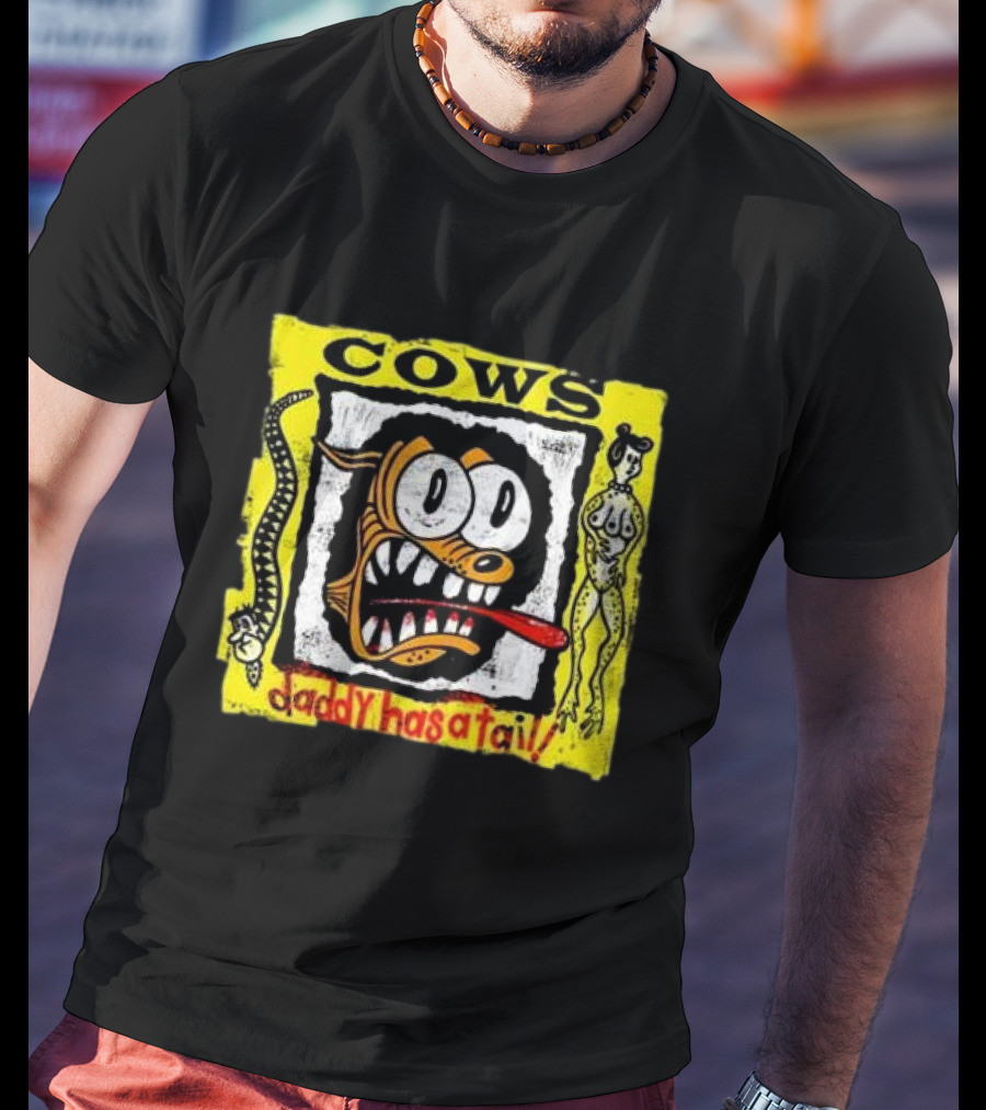 Cows Daddy Has A Tail Cartoon Face With Snake And Figure T-Shirt
