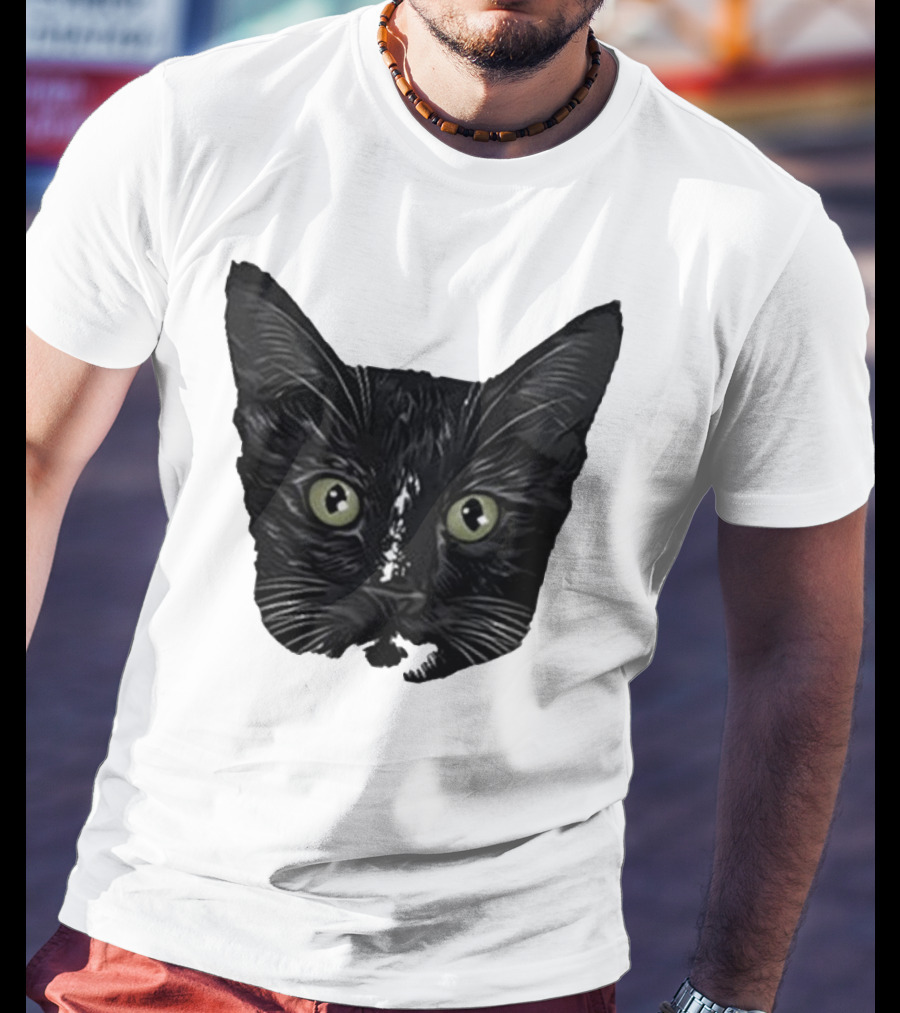 Michael Manigault Brave Green-Eyed Cat Face T-Shirt