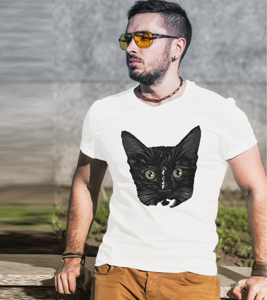Michael Manigault Brave Green-Eyed Cat Face T-Shirt