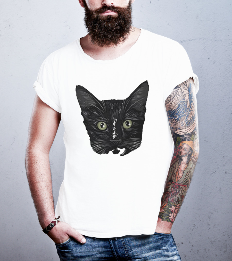 Michael Manigault Brave Green-Eyed Cat Face T-Shirt
