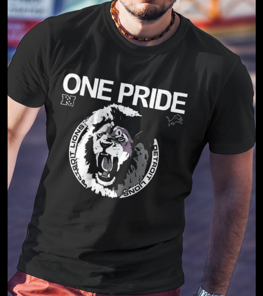 One Pride Detroit Lions NFC Vintage Logo Mascot T-Shirt