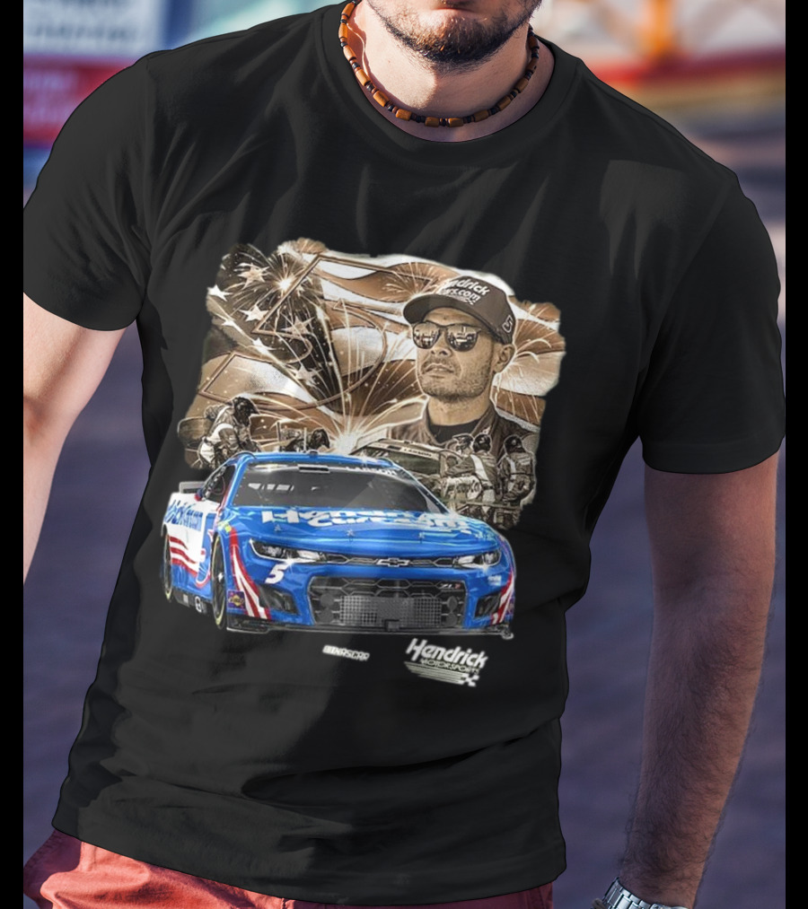 Hendrick Motorsports Kyle Larson Olive Military 2025 HendrickCars.com Car 5 Collection T-Shirt