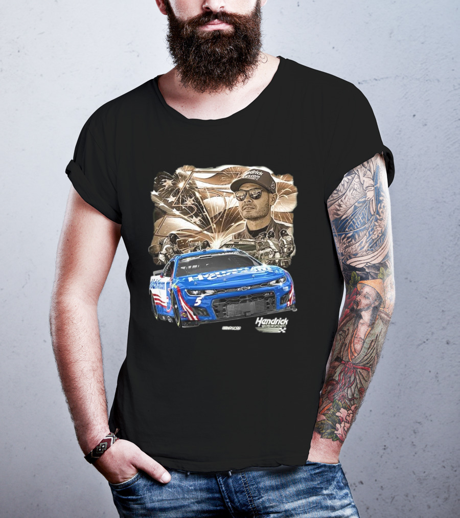 Hendrick Motorsports Kyle Larson Olive Military 2025 HendrickCars.com Car 5 Collection T-Shirt