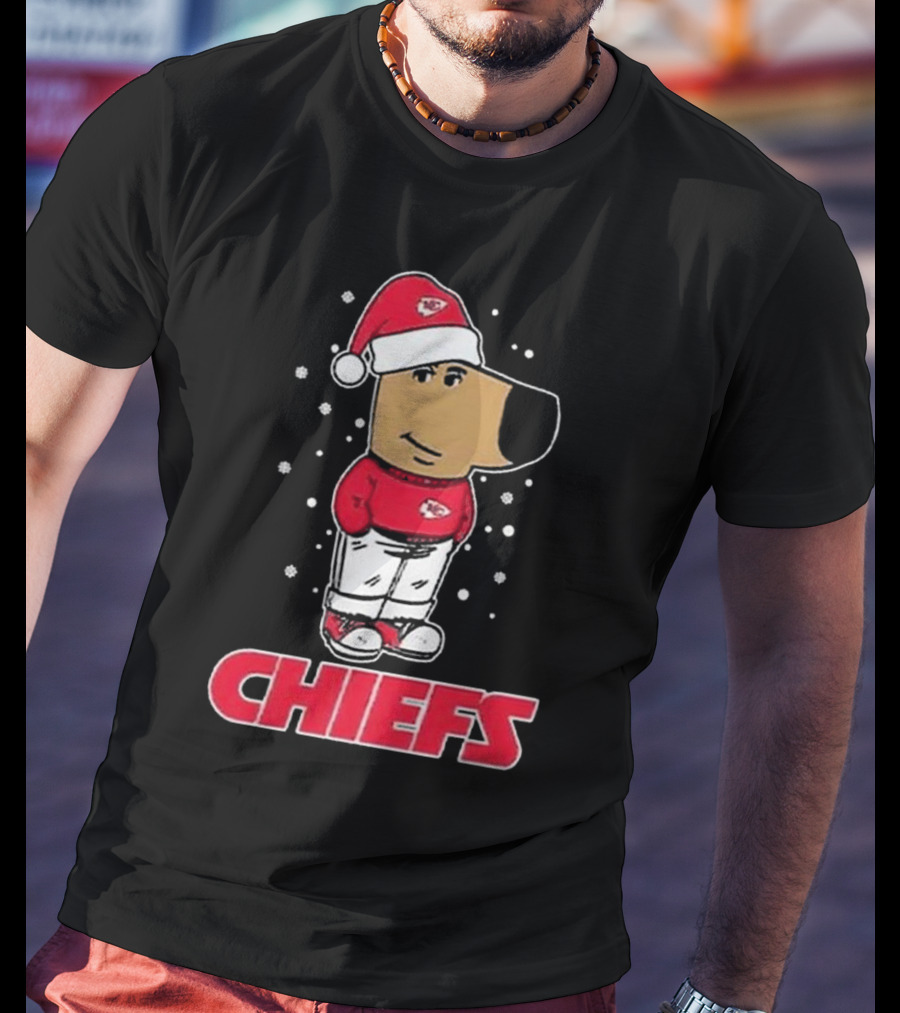 Chill Guy In Santa Hat With Chiefs Christmas Spirit T-Shirt