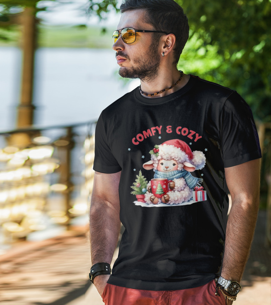 Comfy And Cozy Sheep Christmas T-Shirt