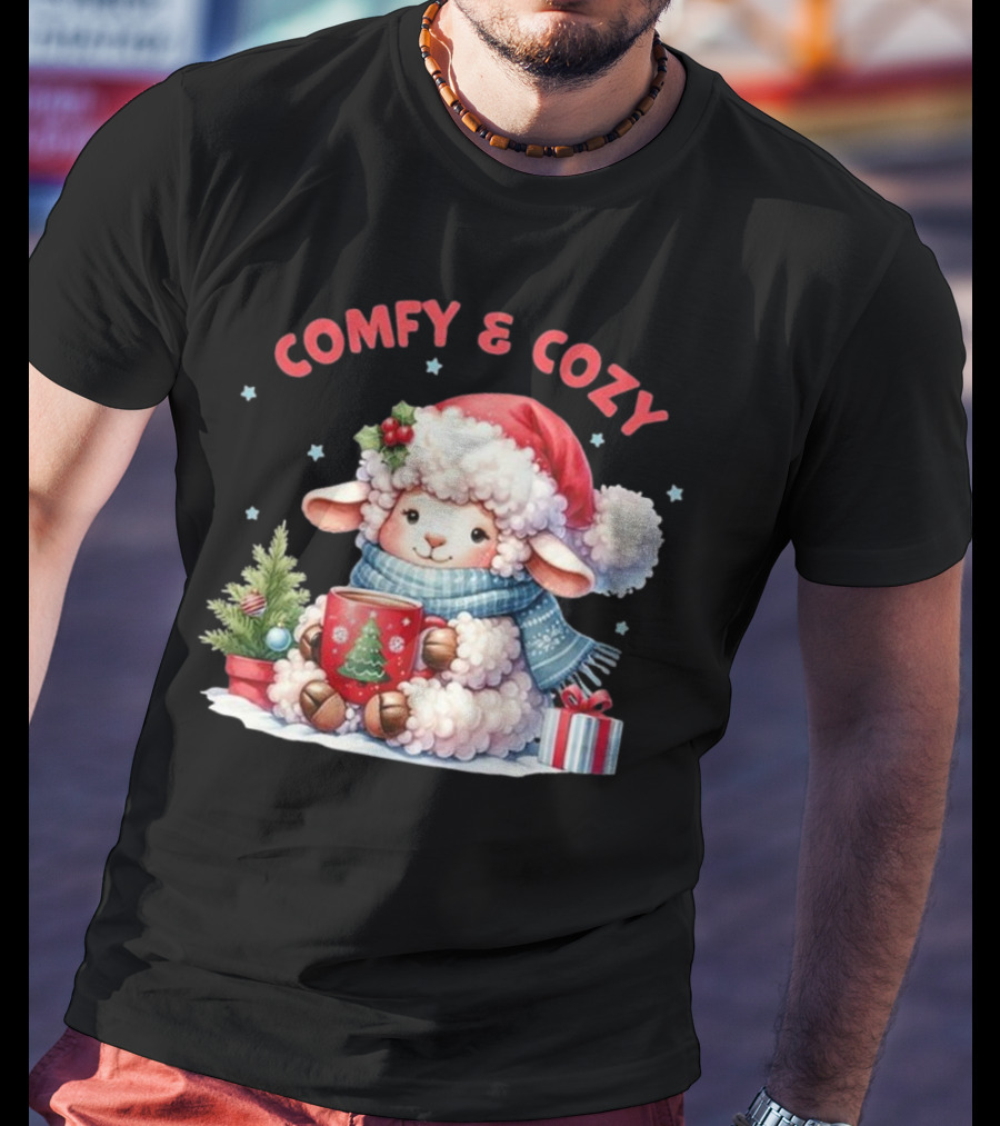 Comfy And Cozy Sheep Christmas T-Shirt