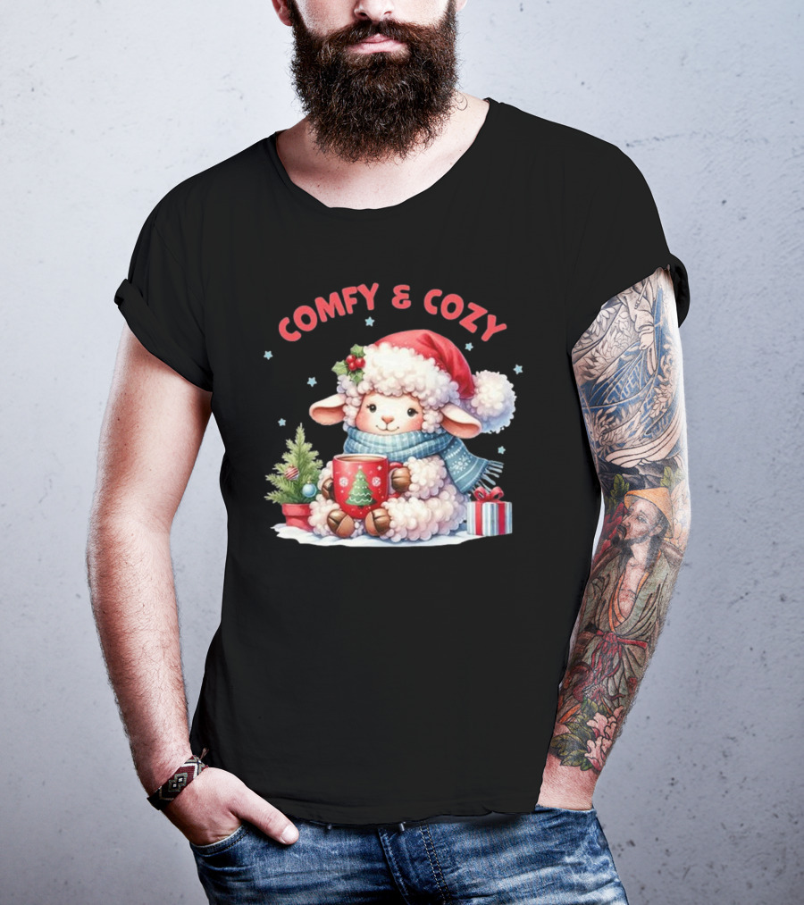 Comfy And Cozy Sheep Christmas T-Shirt