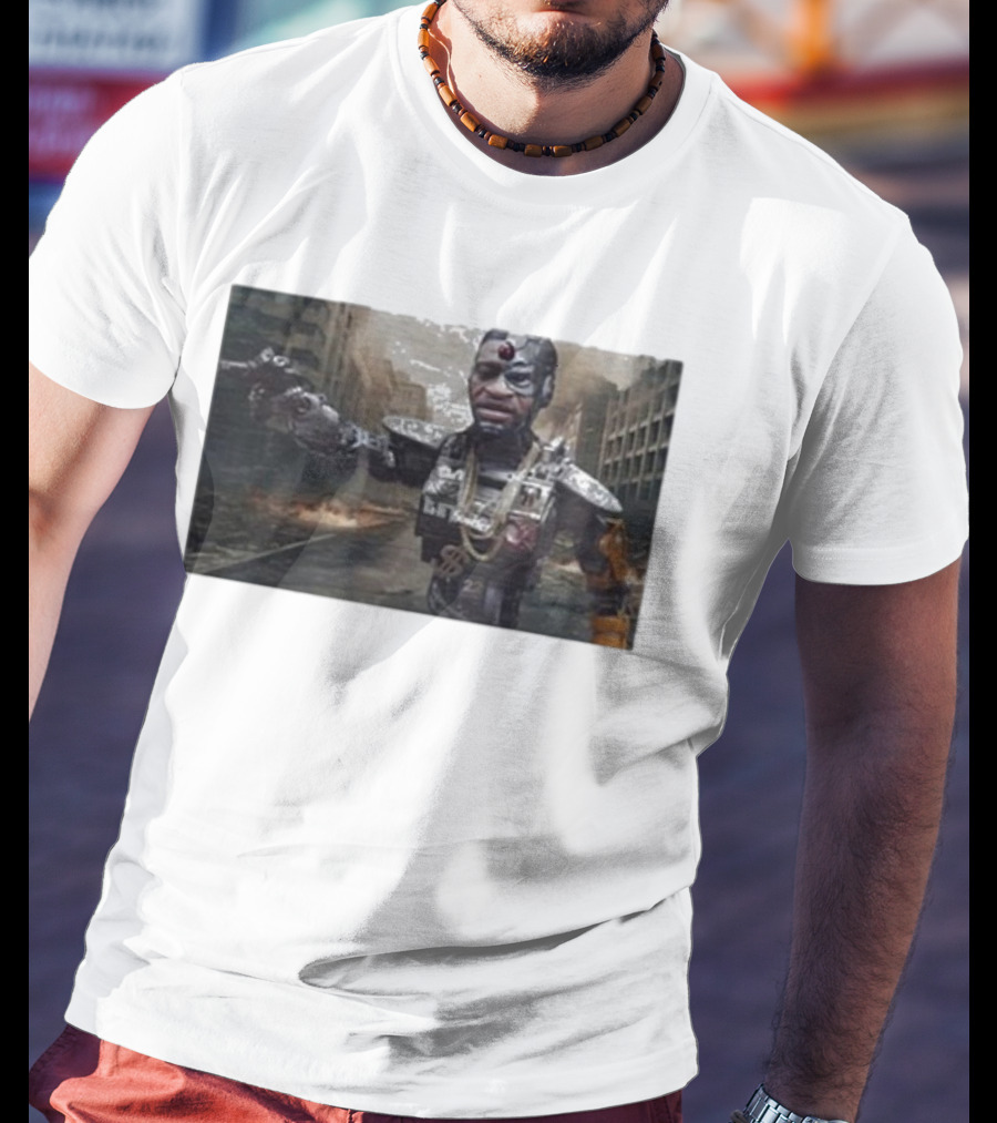 Errl Gangsta Droyd Robot Cyborg In Post-Apocalyptic City Scene T-Shirt