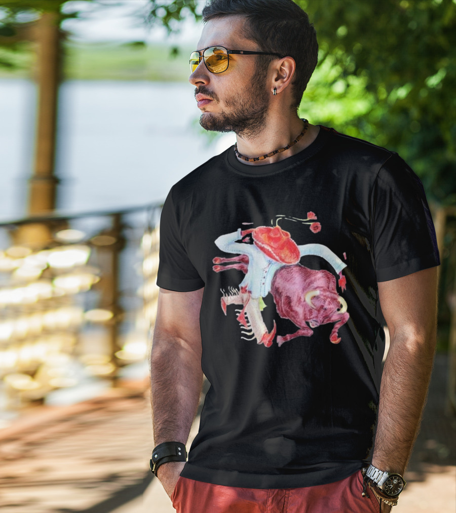 Flip Turn Burnout Days Rodeo Clown Bull Riding Hat Roses T-Shirt