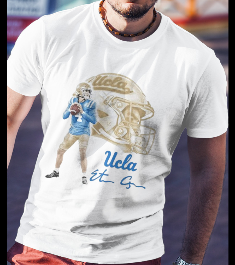 Ethan Garbers UCLA Football Quarterback Signature With Helmet T-Shirt