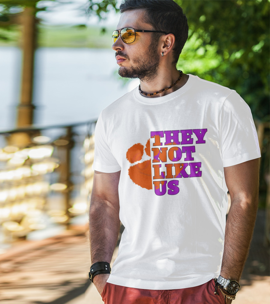 They Not Like Us Clemson Tigers College Football 2025 Orange Paw Prints T-Shirt