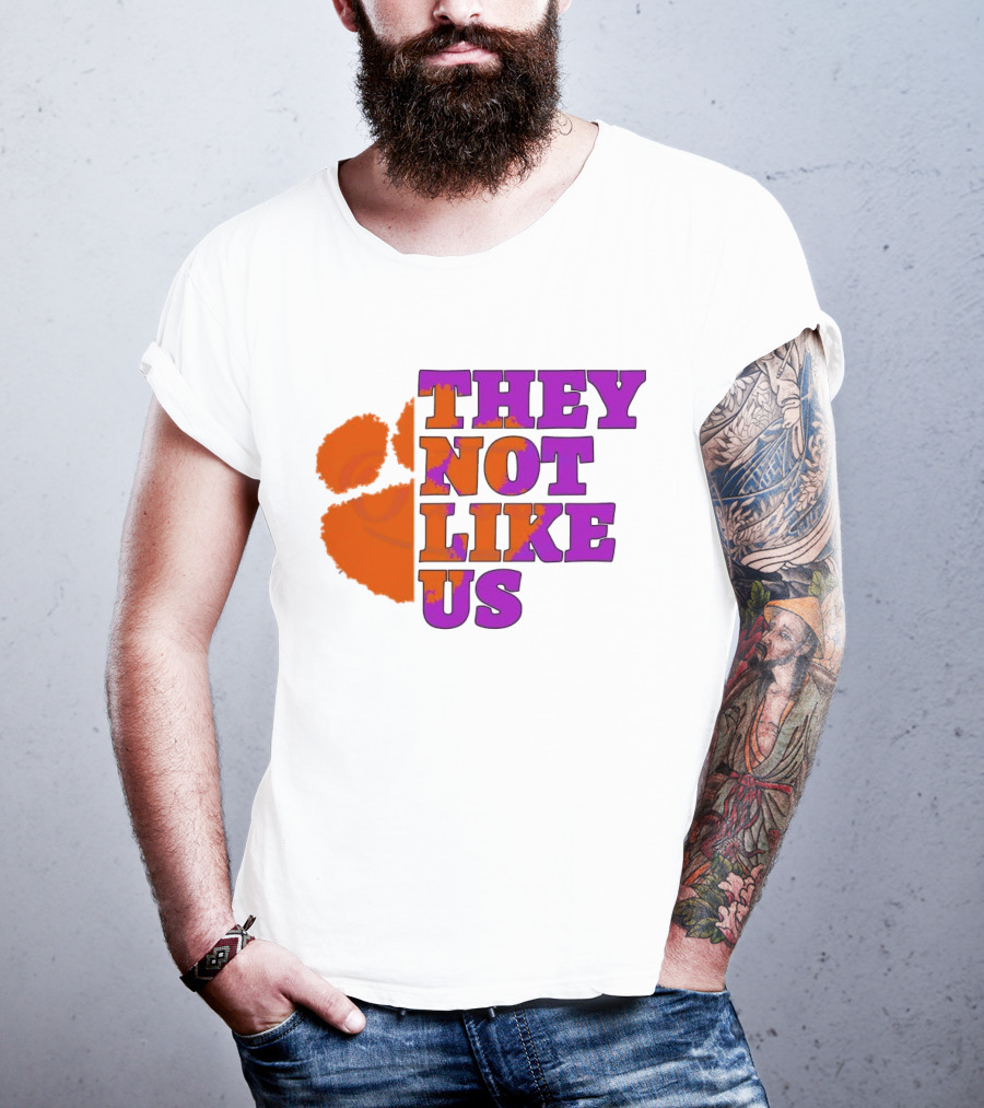 They Not Like Us Clemson Tigers College Football 2025 Orange Paw Prints T-Shirt