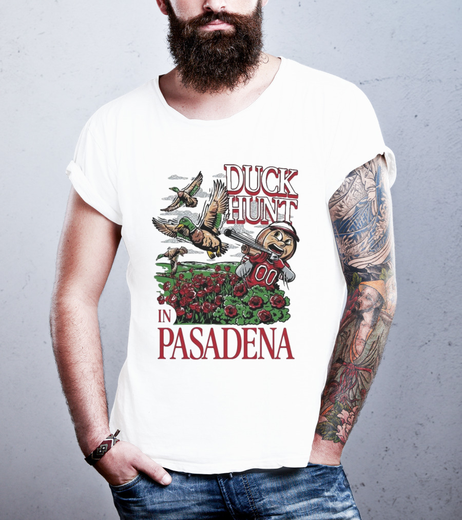 Duck Hunt In Pasadena Football Roses Retro Style T-Shirt