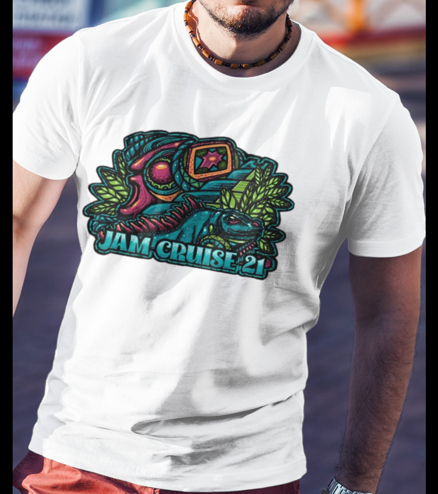 Jam Cruise 21 Jeff Wood 2025 Psychedelic Iguana And Space Elements T-Shirt
