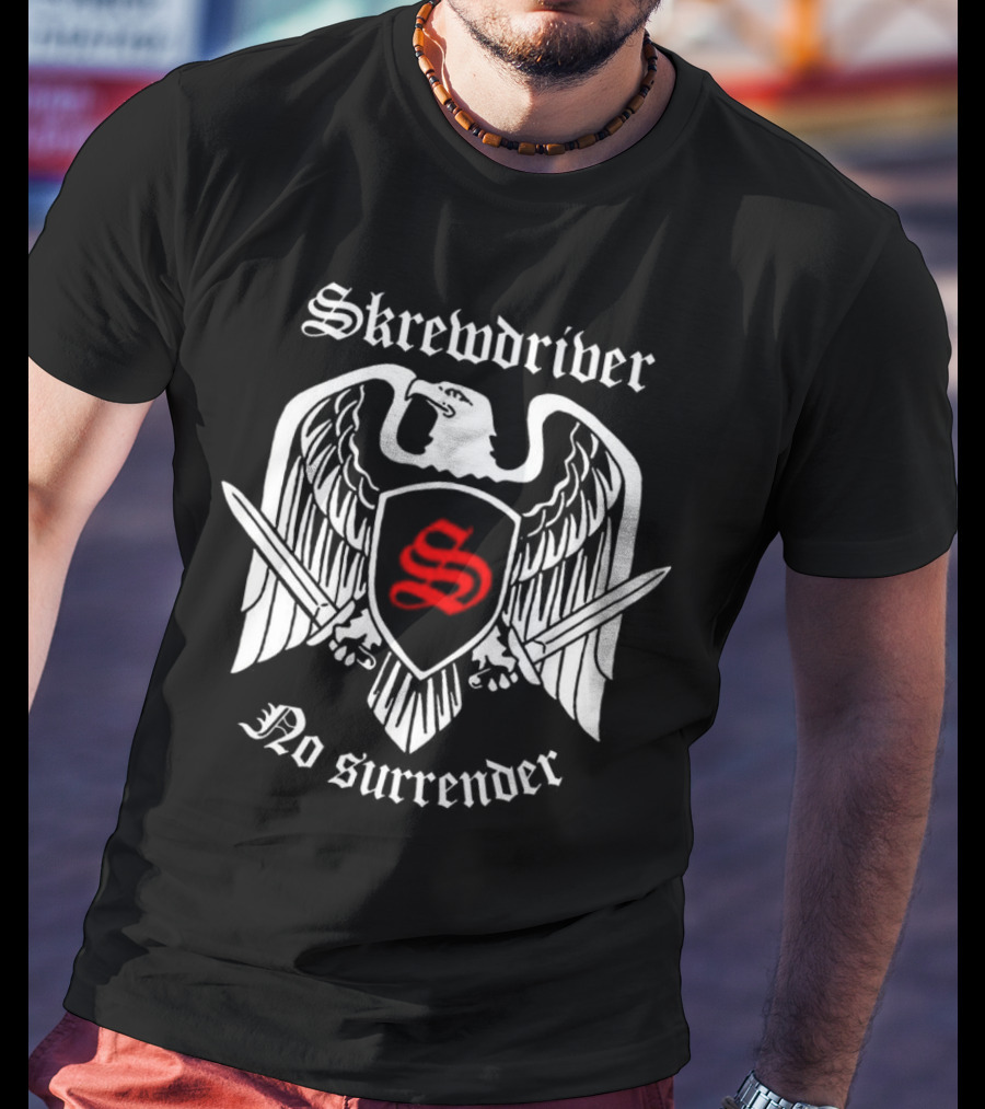 Skrewdriver No Surrender Eagle Shield Sword T-Shirt