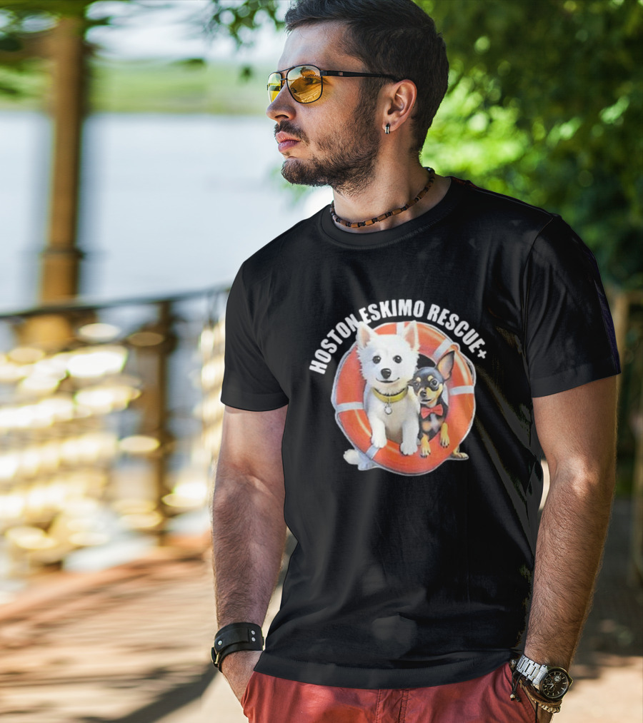 Hosotn Eskimo Rescue Dogs IN Lifebuoy T-Shirt