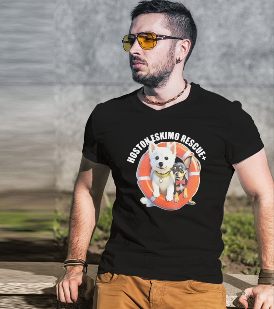 Hosotn Eskimo Rescue Dogs IN Lifebuoy T-Shirt