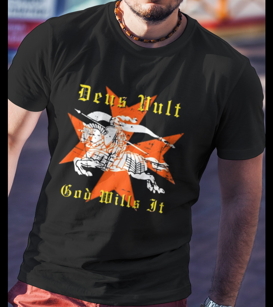 Deus Vult God Wills It Maltese Cross Knight T-Shirt