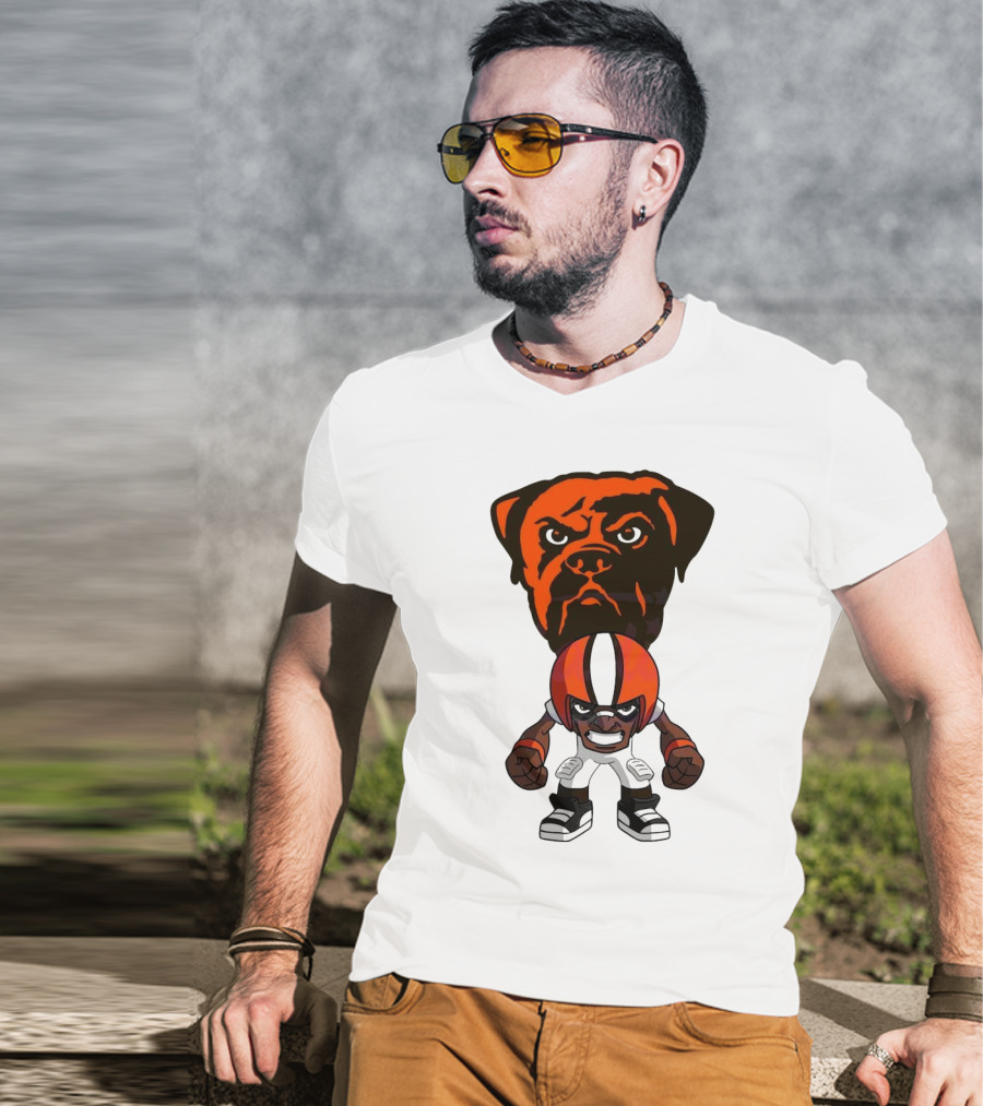 Cleveland Browns NFL Rush Zone Cartoon Character Dog 2025 T-Shirt