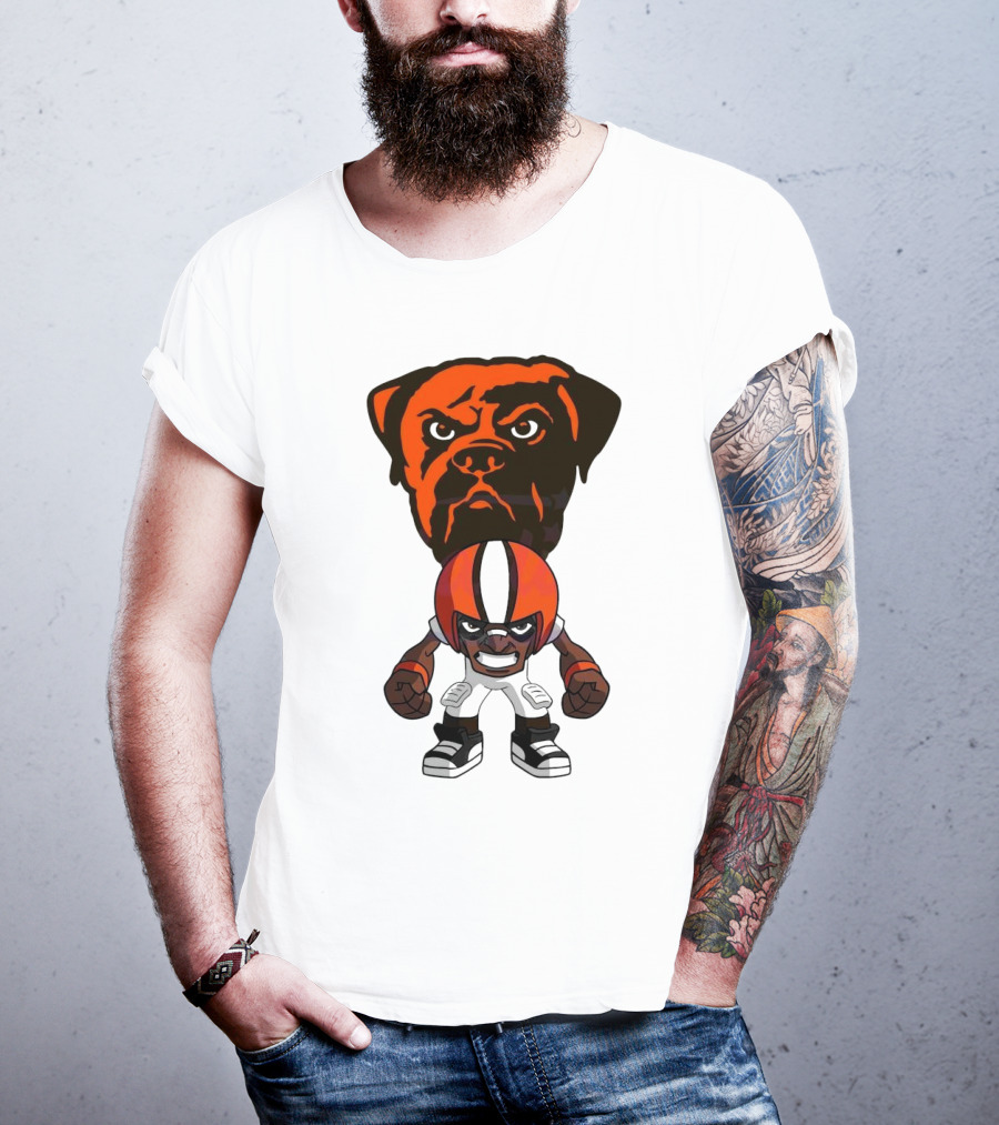 Cleveland Browns NFL Rush Zone Cartoon Character Dog 2025 T-Shirt
