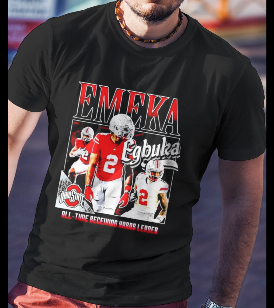 Ohio State Buckeyes Emeka Egbuka All-Time Receiving Yards Leader T-Shirt
