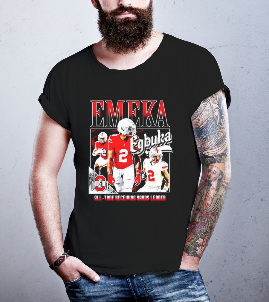 Ohio State Buckeyes Emeka Egbuka All-Time Receiving Yards Leader T-Shirt