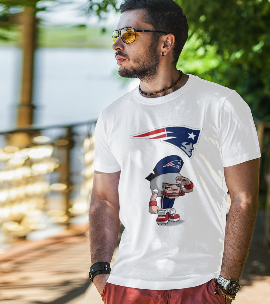 Rush Zone New England Patriots NFL Cartoon Character 2025 Saluting Player With Patriots T-Shirt
