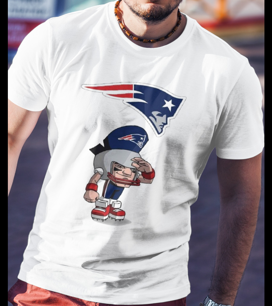 Rush Zone New England Patriots NFL Cartoon Character 2025 Saluting Player With Patriots T-Shirt