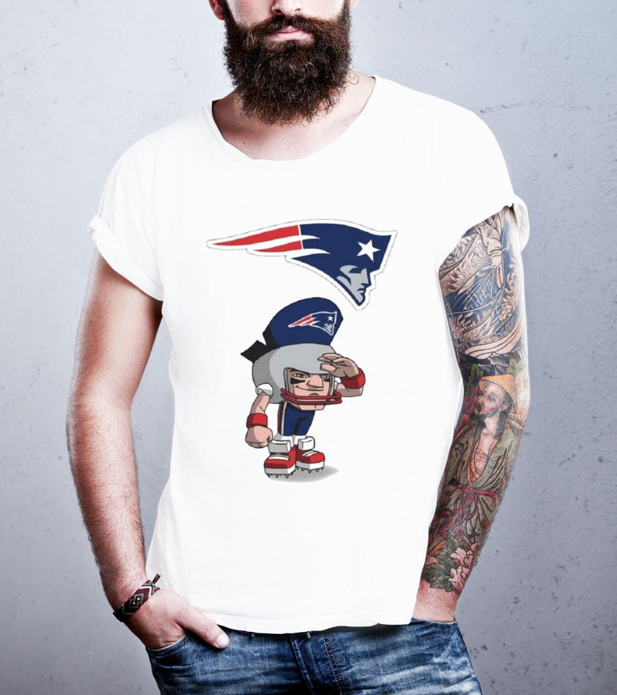 Rush Zone New England Patriots NFL Cartoon Character 2025 Saluting Player With Patriots T-Shirt