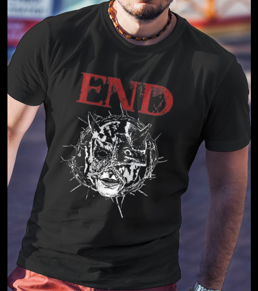 Closed Casket Activities End Distorted Face Thorned Devil Mask T-Shirt