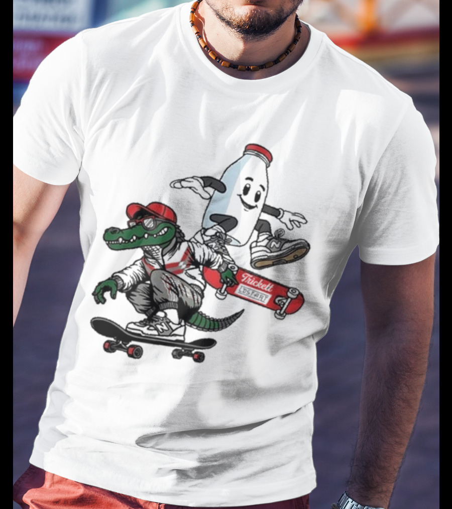 Crocodile And Milk Skateboarding Lost Art X TRiCKETT Collaboration T-Shirt
