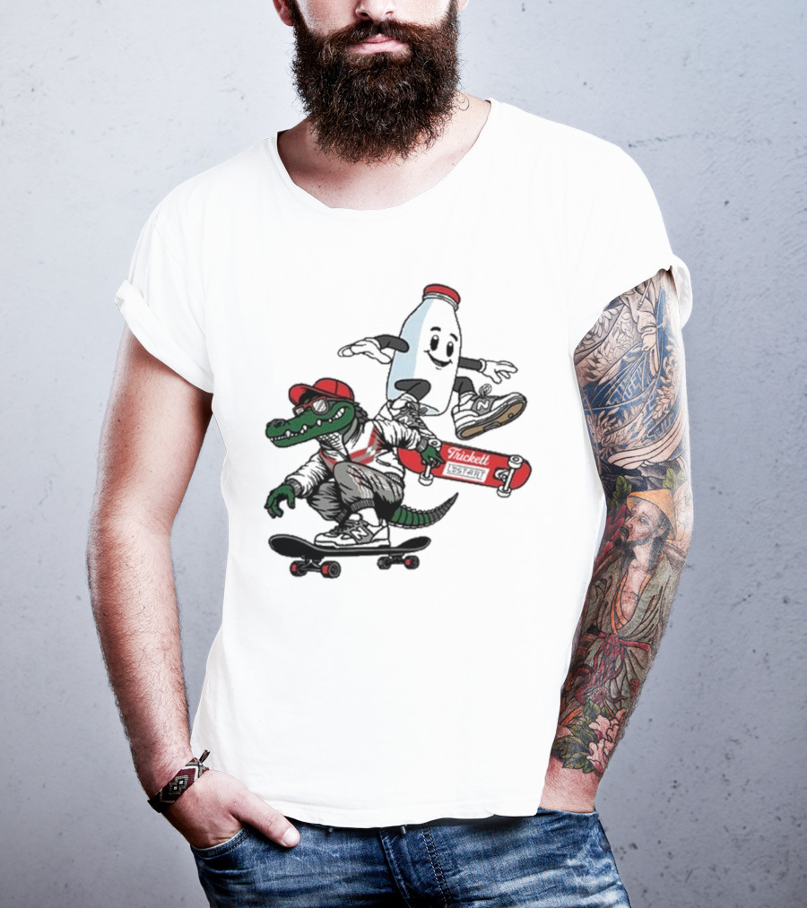 Crocodile And Milk Skateboarding Lost Art X TRiCKETT Collaboration T-Shirt