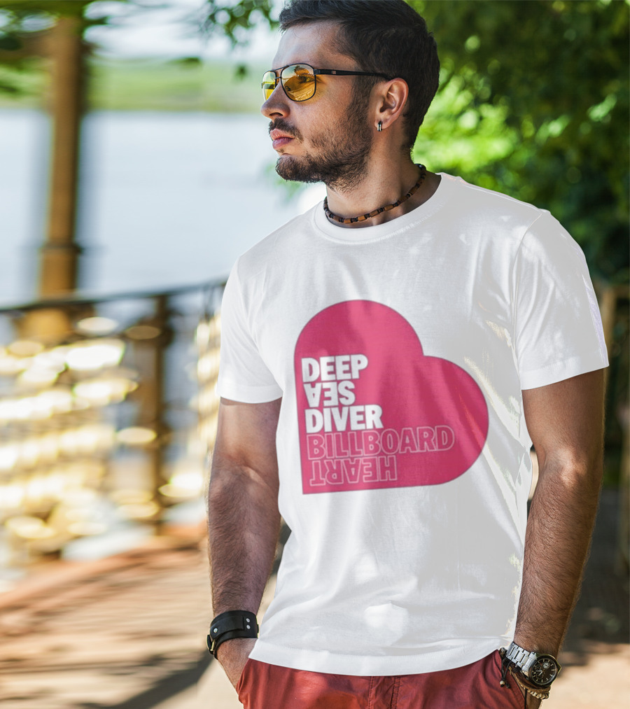 Deep Sea Diver Pink Billboard Heart T-Shirt