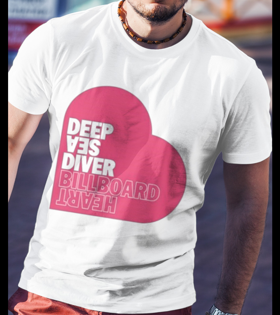 Deep Sea Diver Pink Billboard Heart T-Shirt