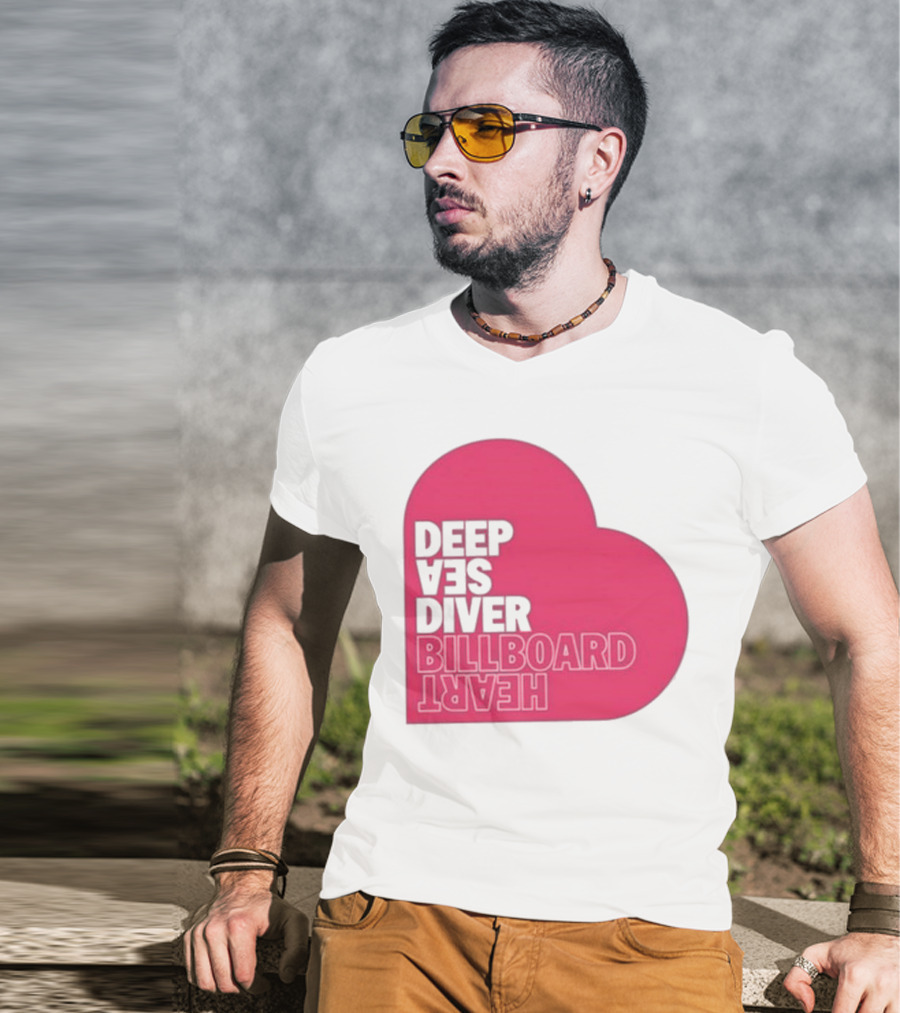 Deep Sea Diver Pink Billboard Heart T-Shirt