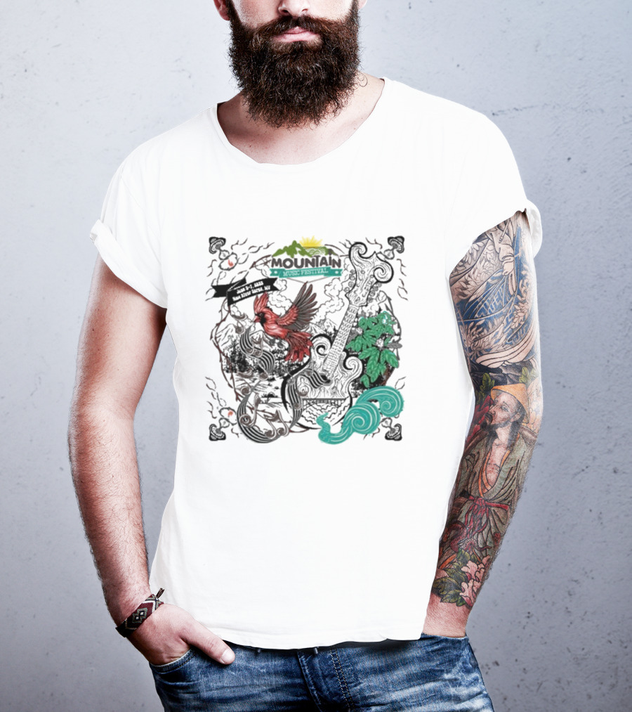 Mountain Music Festival June 5-7, 2025 New River Gorge WV Cardinal Guitar Nature Elements T-Shirt