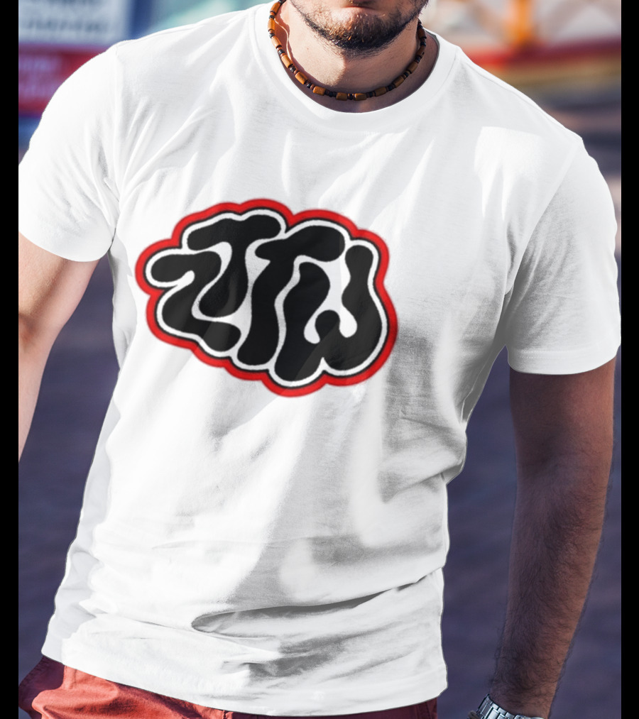 Zttw Green Logo Psychedelic Style Outline T-Shirt